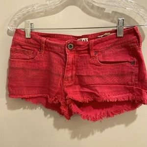 Red Aztec Denim Cut off Shorts